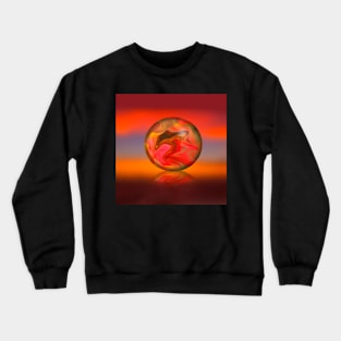 Sunset sky background with digital sphere Crewneck Sweatshirt